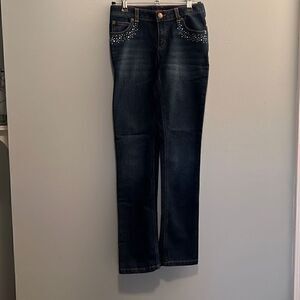 Lands' End Girls Blue Embellished Adjustable Waist Pencil Leg Jeans